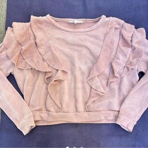 Loveshackfancy Melanie ruffle sweater in pink